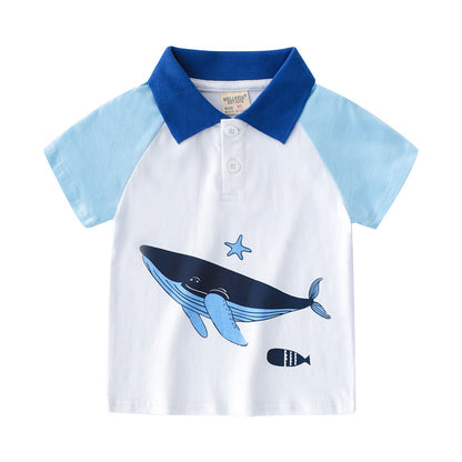 Children's Lapel Casual Slim Short Sleeve T-shirt