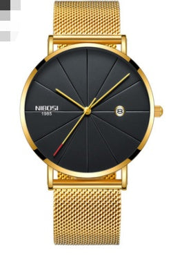 Nibosi cross border e-commerce, European and American men and women fashion trend micro business watch lovers net with leisure quartz watch