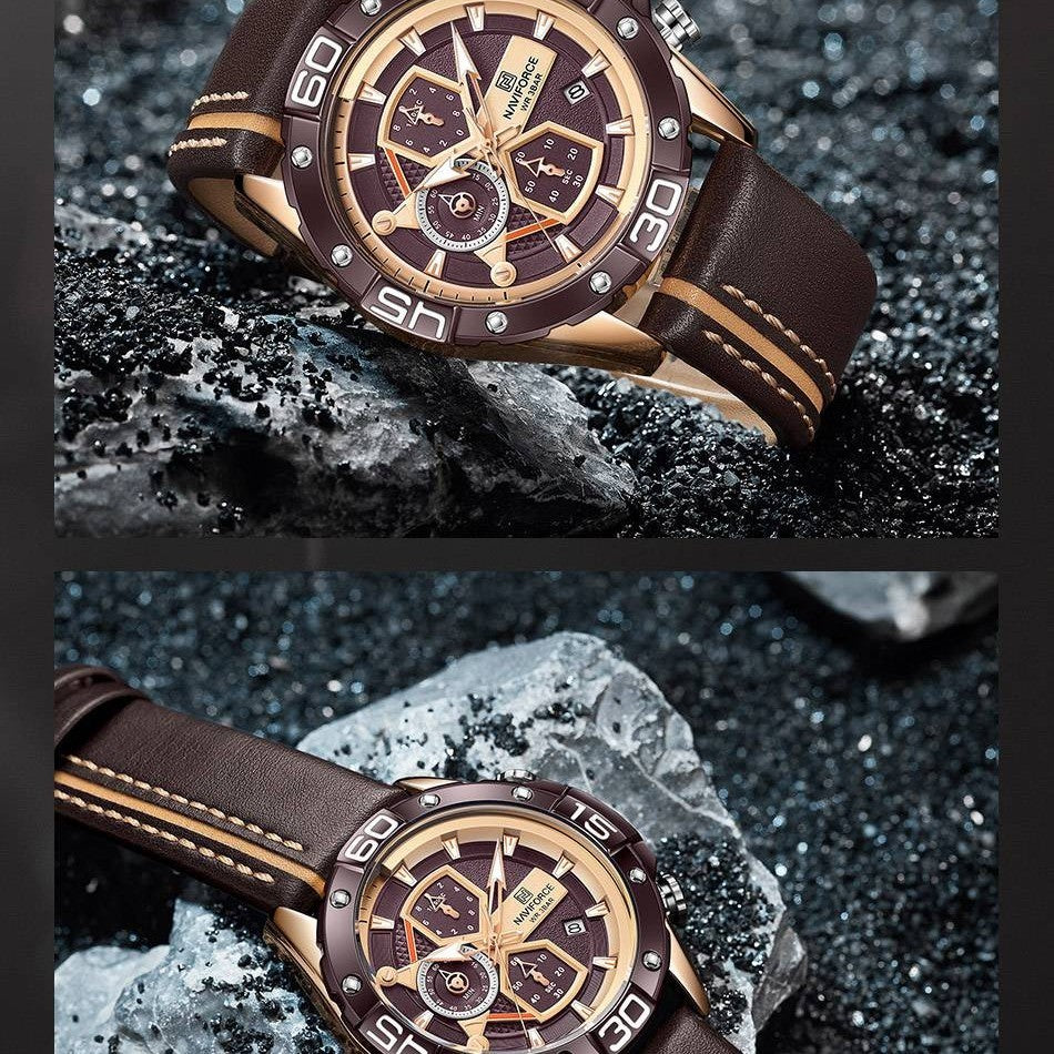 Fashion Skeleton Three-eye Personality Waterproof Watch For Men