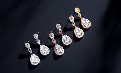 Bridal Banquet Drop-shaped Earrings With AAA Zircon