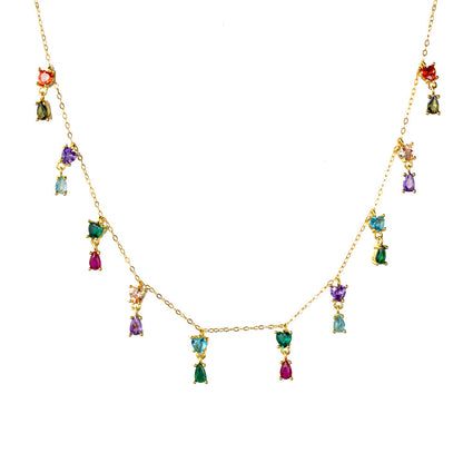 Retro Color Zirconium Design Light Luxury High-grade Necklace