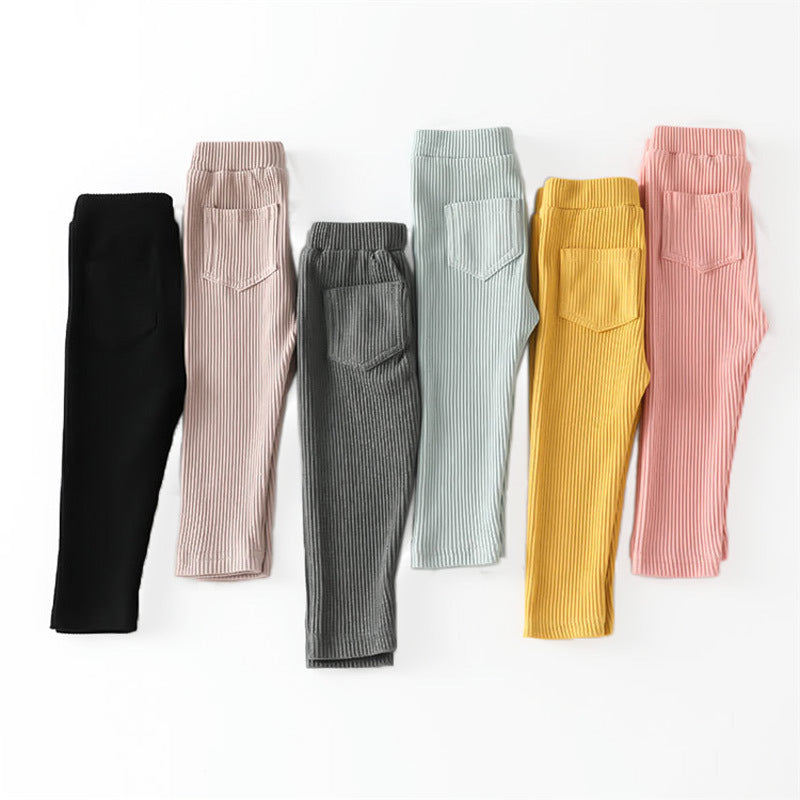 Solid Color Plus Velvet Padded Leggings For Boys And Girls