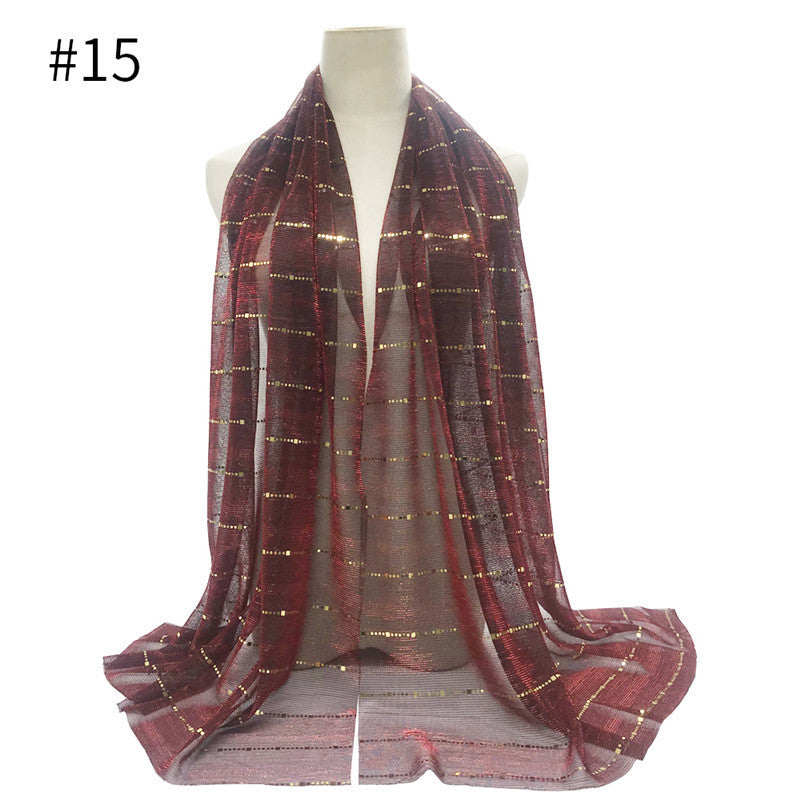 Spring And Summer Women's Bag Scarf Thin Breathable Solid Color Crumpled Panel Pressing Polyester Scarf