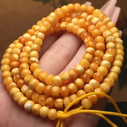 Natural Beeswax Buddha Beaded Necklace Multi-wrap Bracelet