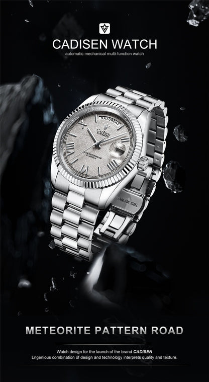 Stainless Steel Shell Automatic Mechanical Men's Sapphire Calendar Watch