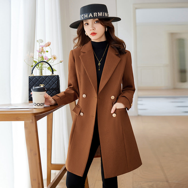 Autumn And Winter New Fashion Mid-length Suit Trench Coat