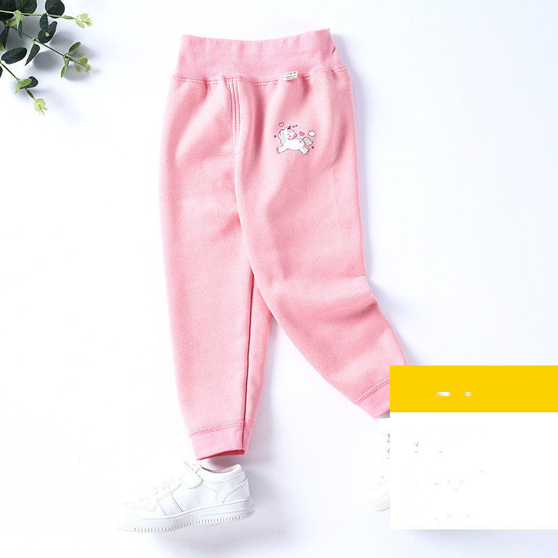 Children's solid color plus velvet leggings