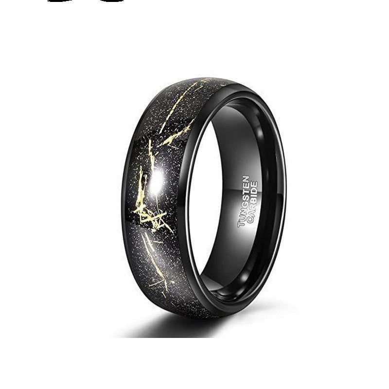 Tungsten Steel Inlaid 18K Gold Foil Width 8mm Men's Ring