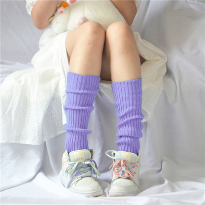 Candy Color Japanese Solid Color Bunching Socks