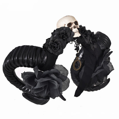 Skeleton Head Sheep Horn Headwear Photo DIY Hair Hoop