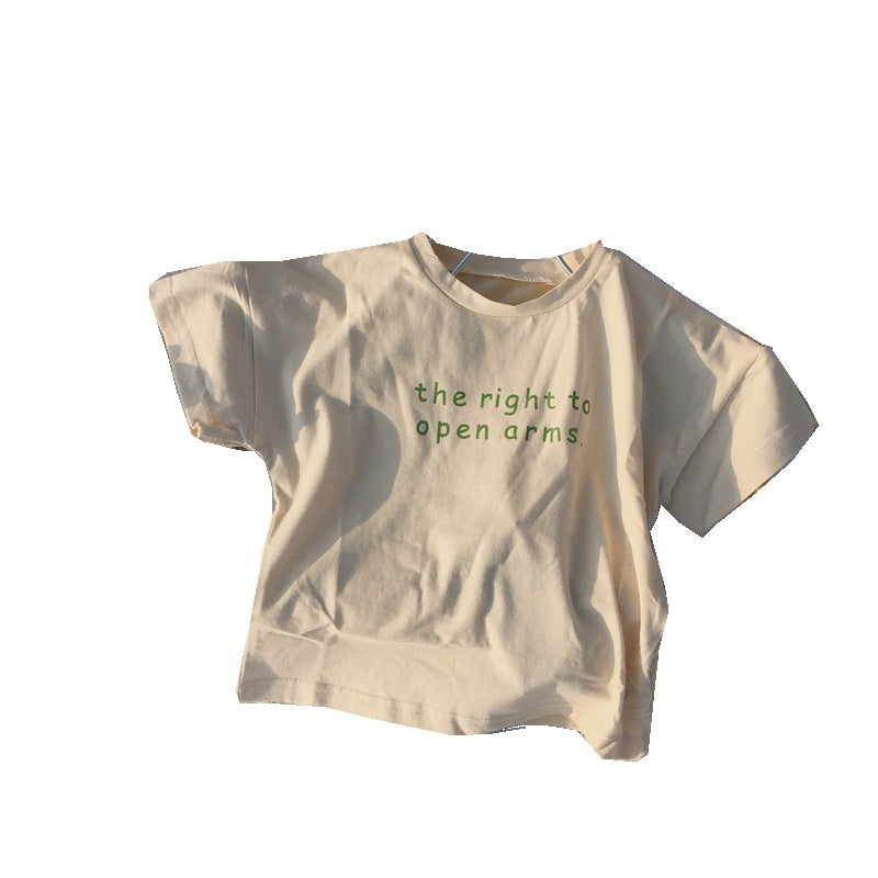 Boys and girls foreign solid color wild basic T-shirt
