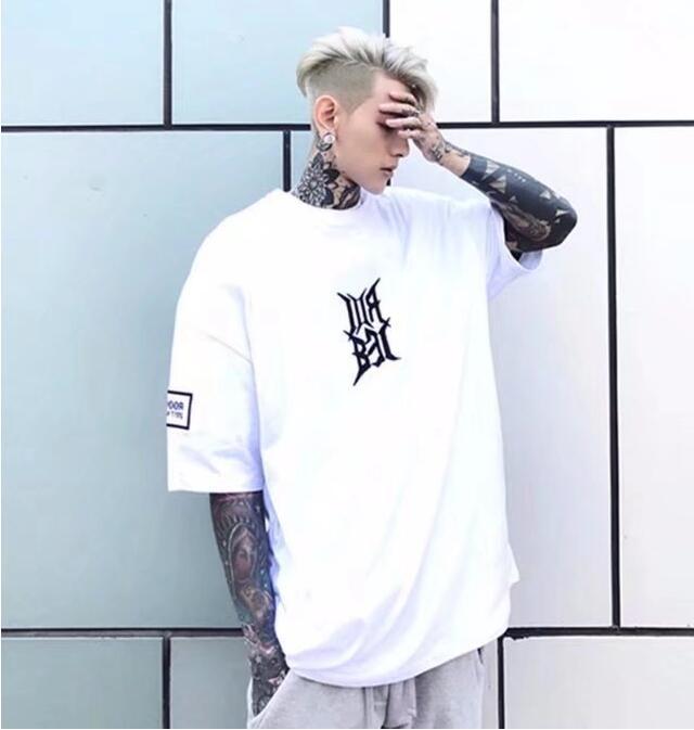 Korean version of the five-point short-sleeved tide male Harajuku style t-shirt bf college style Korea ulzzang loose trend student jacket