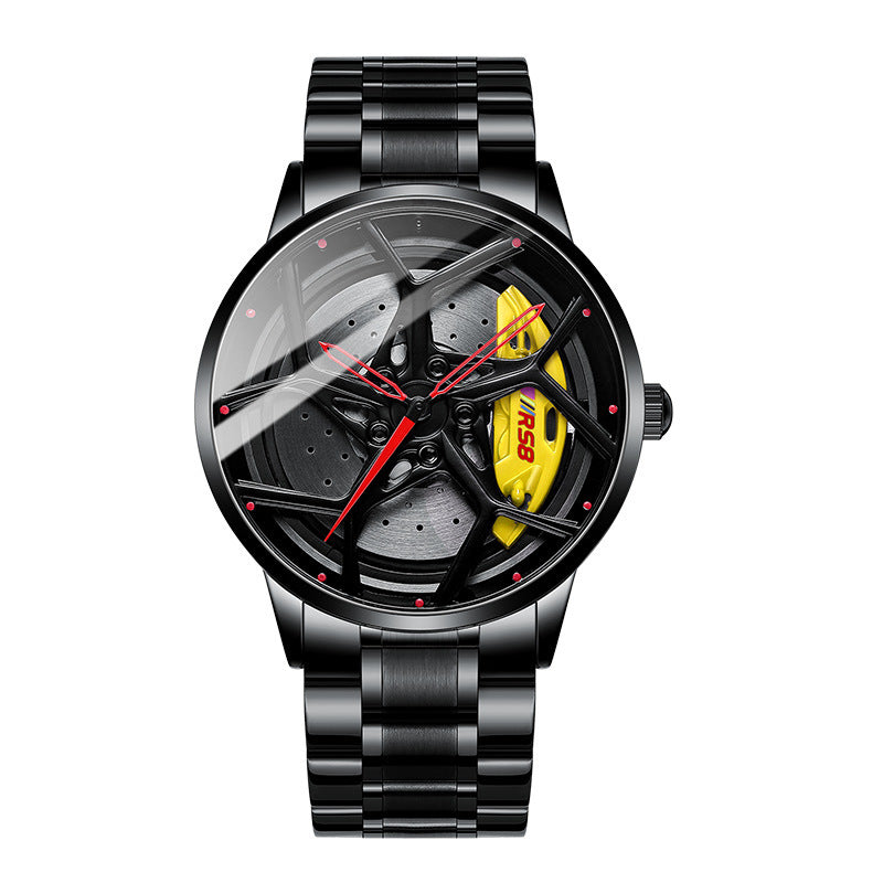 Men's Stereo Brake Skeleton Dial Sports Car Modified Watch