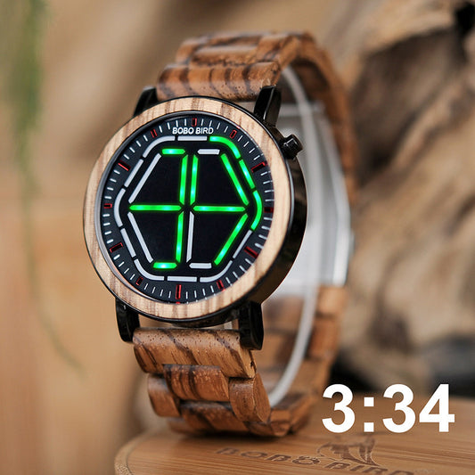 Night vision wooden watch