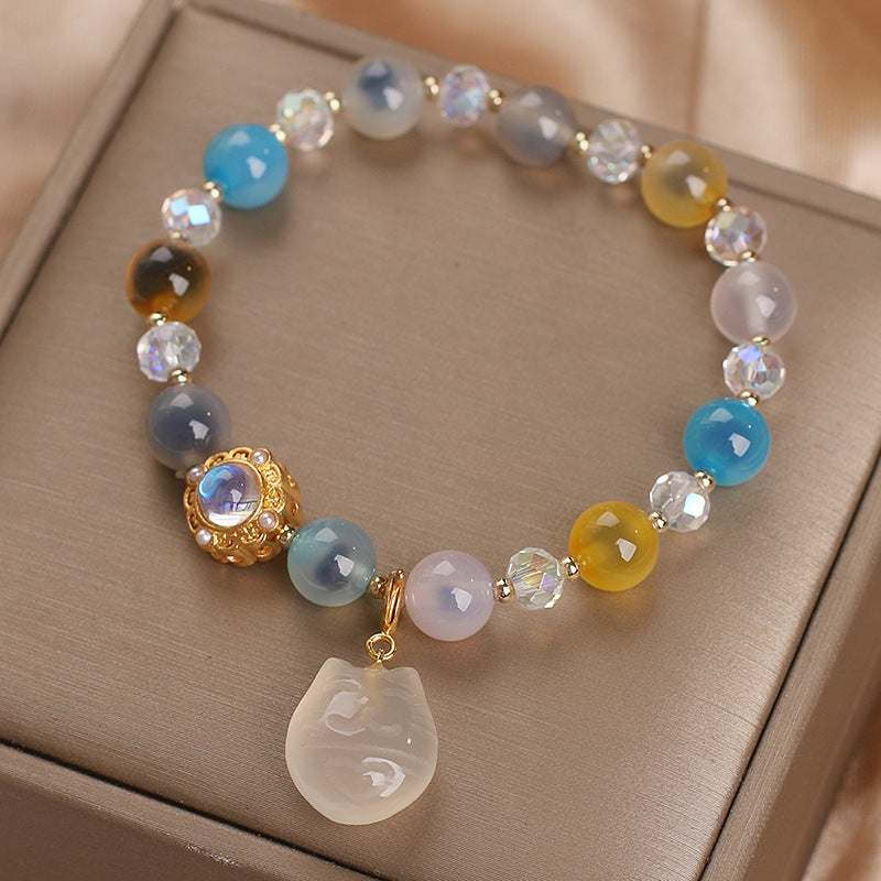 Ethnic Style Colorful Heart Agate Bracelet