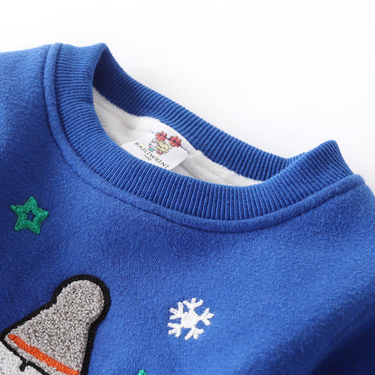 Christmas snowman plus velvet padded baby sweater