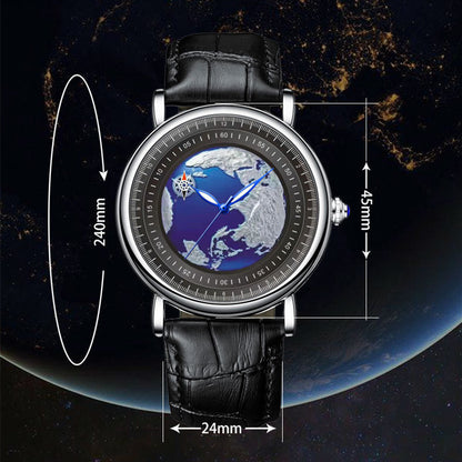 Men's Fashion Quartz 3D Earth Belt Waterproof Watch