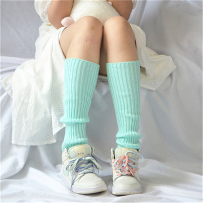 Candy Color Japanese Solid Color Bunching Socks