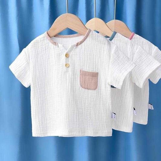 Children's Breathable Half Sleeve Cotton And Linen Top T-shirt