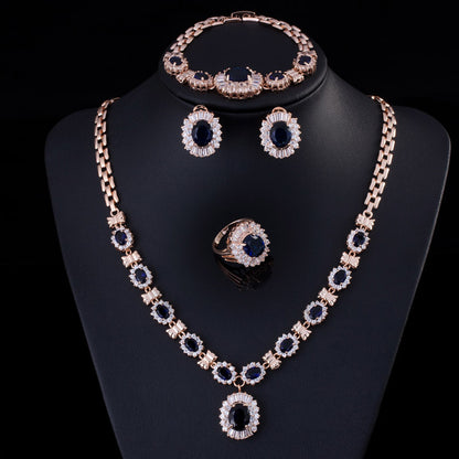 Big Brand Retro Zircon Necklace Set Chain Women