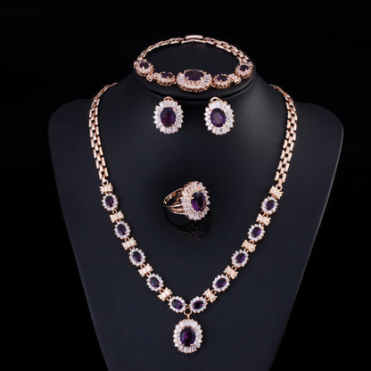 Big Brand Retro Zircon Necklace Set Chain Women