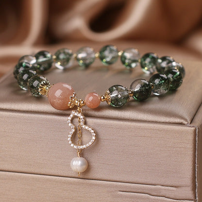 Special-interest Design Green Phantom Quartz Crystal Bracelet Female Fu Lu Gourd