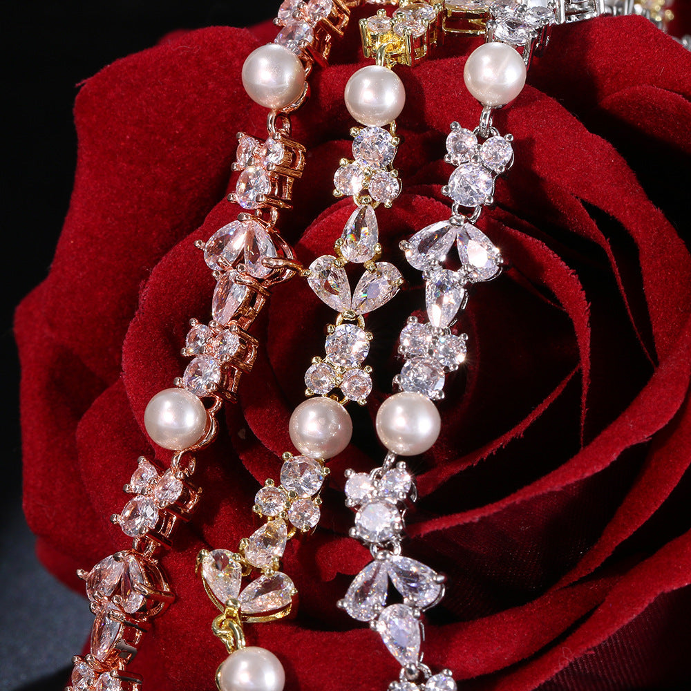 European And American Affordable Luxury Fashion Pearl Zircon Bracelet