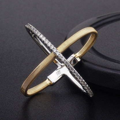 Simple Cross Silver Zircon Ring