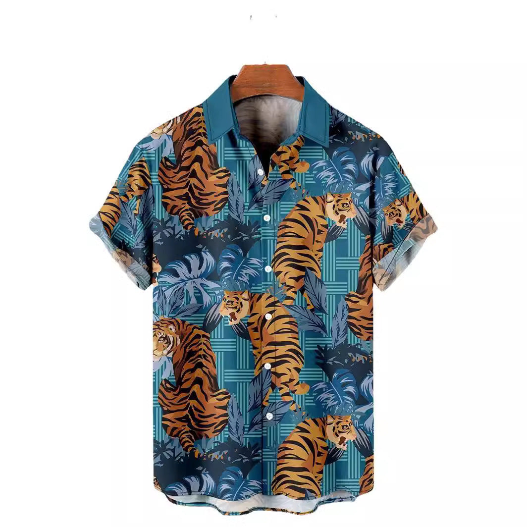 Summer Casual Printed Hawaiian Shirt Men Vacation Seaside