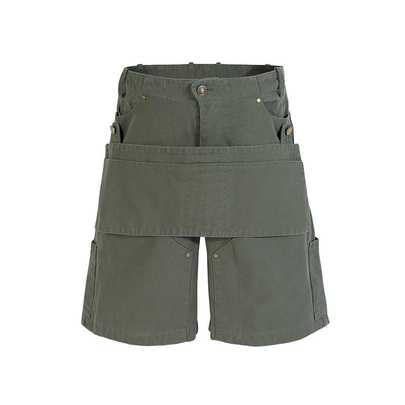 Summer Men's Detachable Multifunctional Pocket Knee Shorts