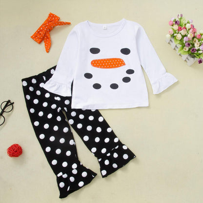 Set autumn winter girl Snowman long sleeve T-shirt