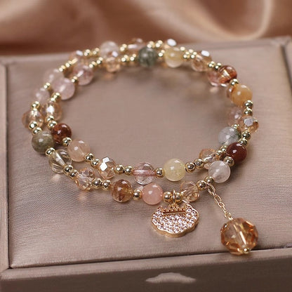 Spring New Double Ring Color Hair Crystal Bracelet For Women