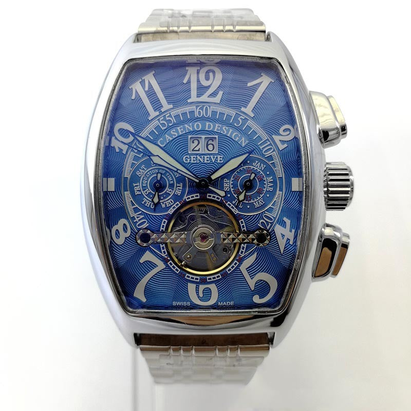 Barrel-shaped Large Date Tourbillon Automatic Mechanical Men's Watch