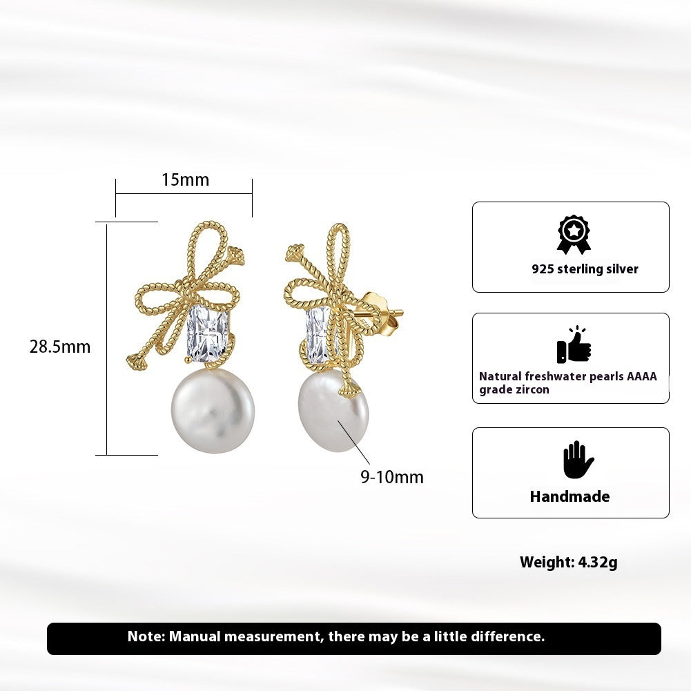 S925 Sterling Silver Earrings Bends And Hitches Cultured