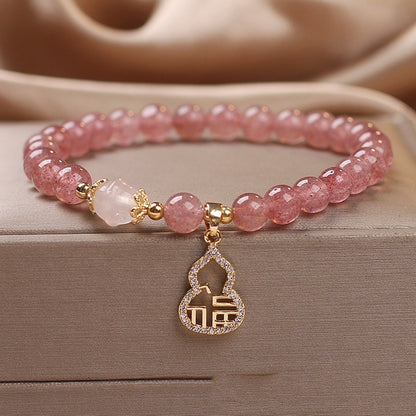 Ethnic Style Natural Strawberry Quartz Bracelet