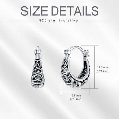 925 Sterling Silver Celtic Knot Vintage Hoop Earrings