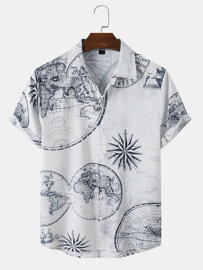 Summer Casual Printed Hawaiian Shirt Men Vacation Seaside