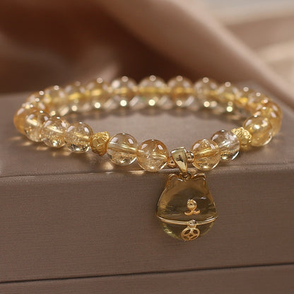 Lucky Citrine Beaded Bracelet Female National