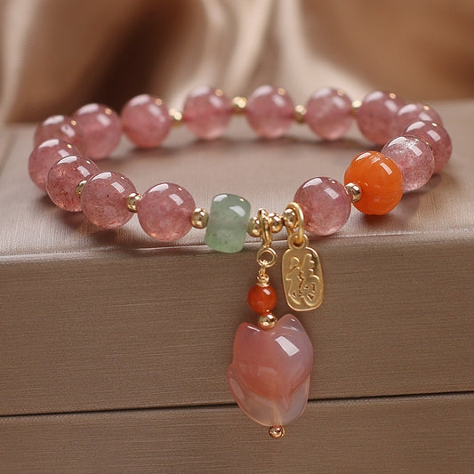 Attracting Male Transfer Natural Strawberry Quartz Bracelet