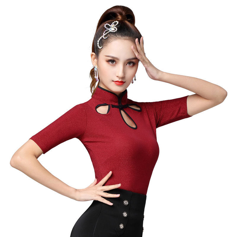 Net Celebrity Latin Dance Clothes High Collar Practice Clothes Modern Dance