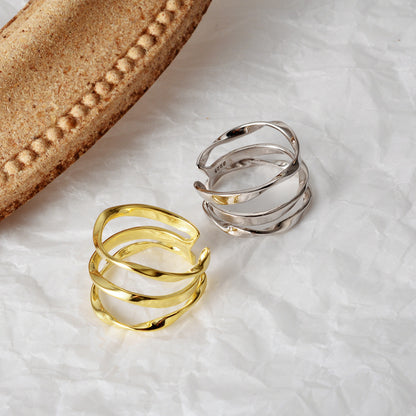 Sterling Silver Three-layer Twisted Ring