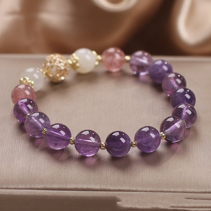 Natural Amethyst Lucky Beads Diet Balls Beaded Bracelet