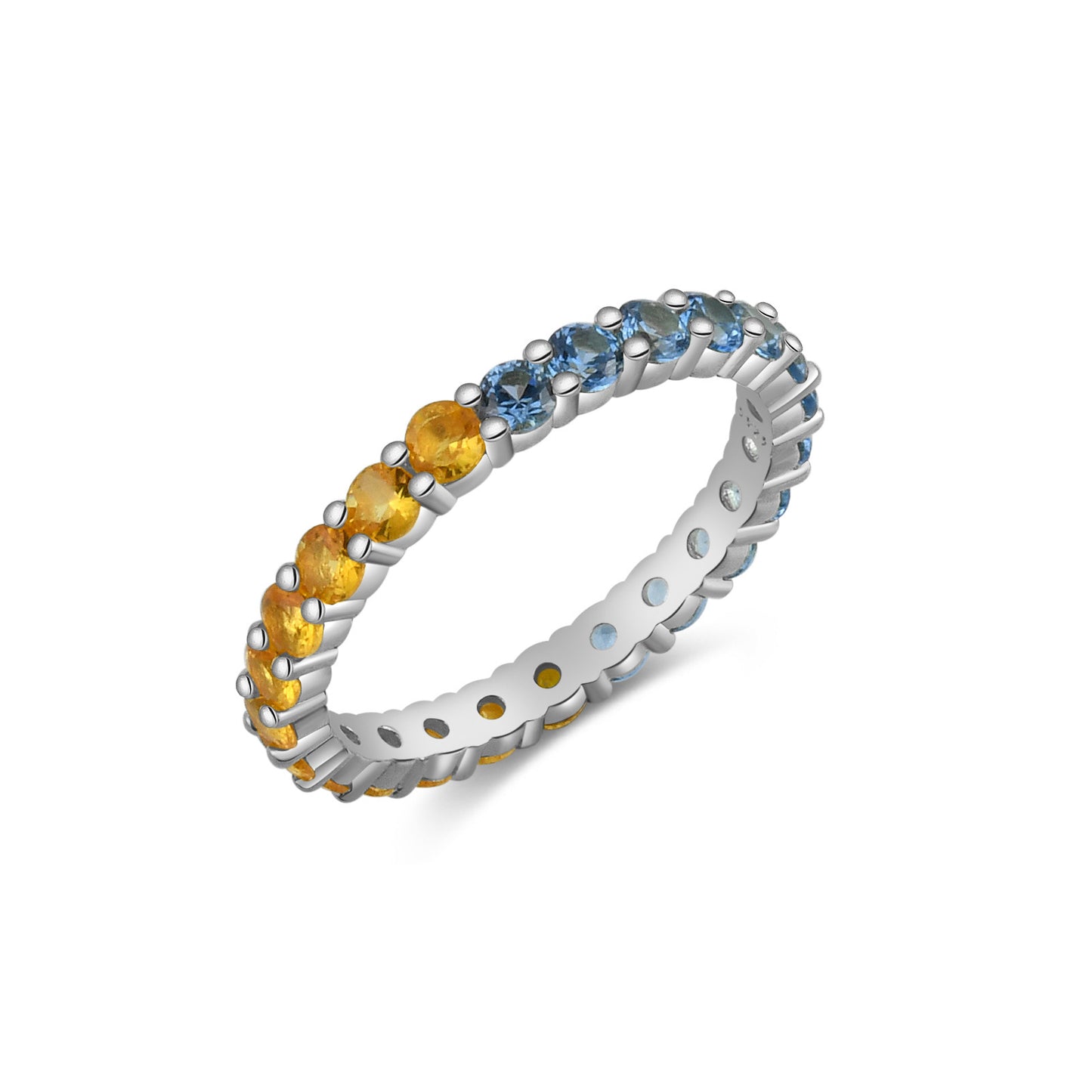 Colorful Diamond Round Simple Elegant Ring