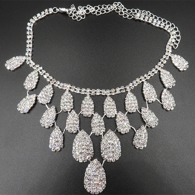 Gorgeous Diamond Necklace Set Wedding Bride Evening Costume Jewelry Set To Map Samples