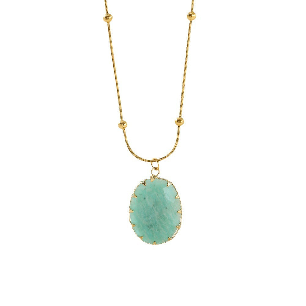 18K Gold Stainless Steel Turquoise Necklace