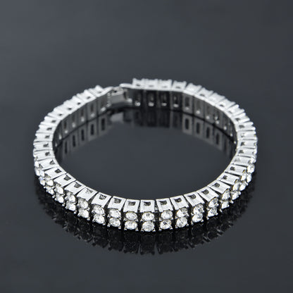 Europe and America hip hop hot 2 row bracelet men's rhinestone bracelet blingbling cross-border supply NB02