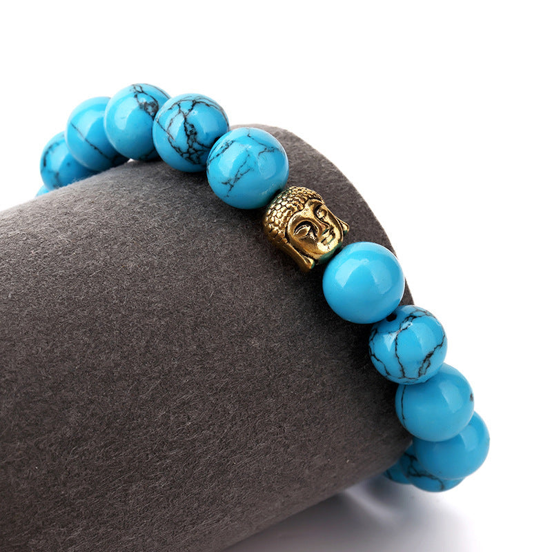 Buddha head stone hip hop bracelet