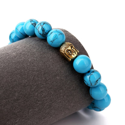 Buddha head stone hip hop bracelet