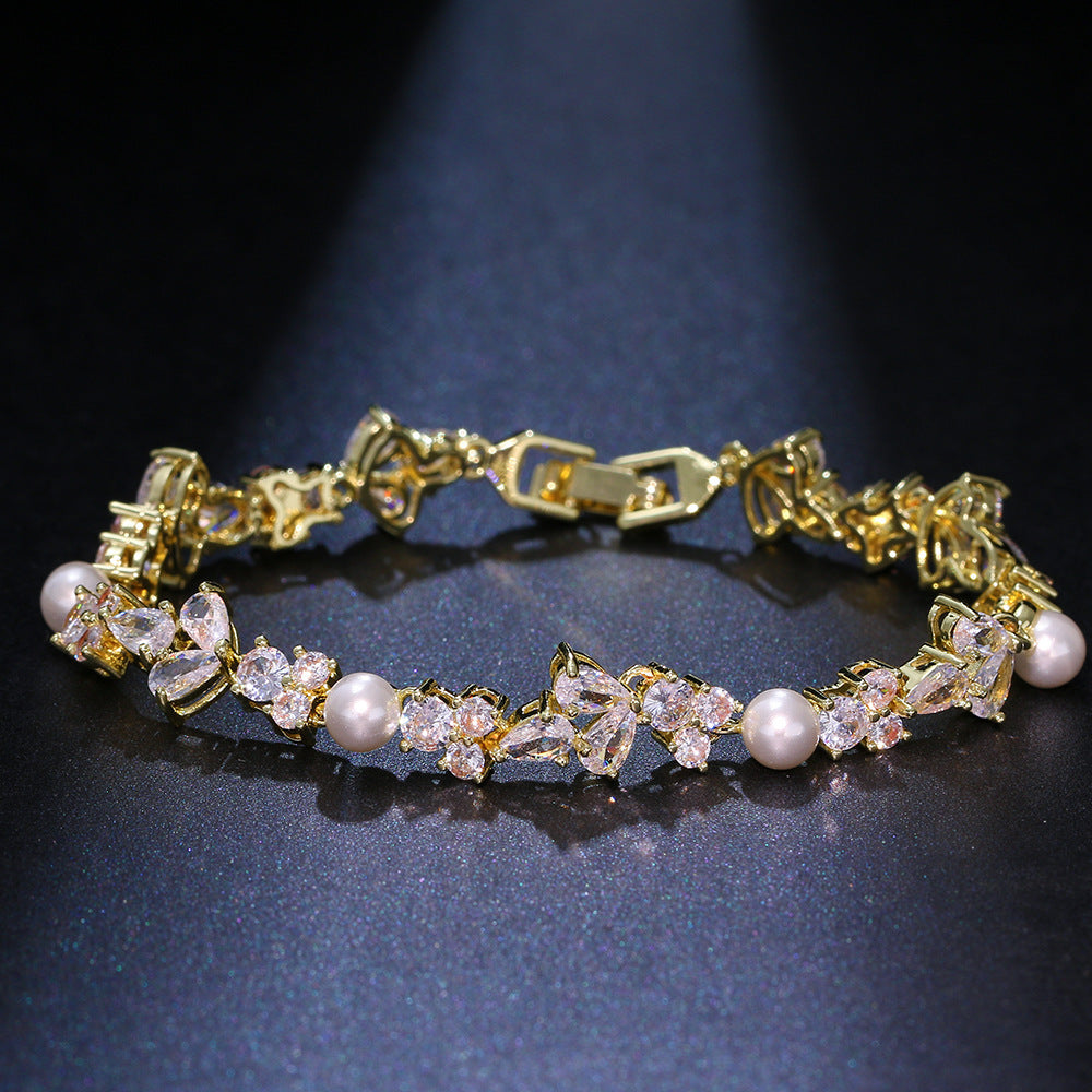 European And American Affordable Luxury Fashion Pearl Zircon Bracelet