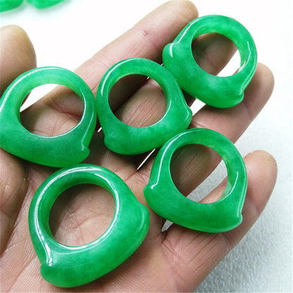Myanmar Dry Green Jade Saddle Jade Ring